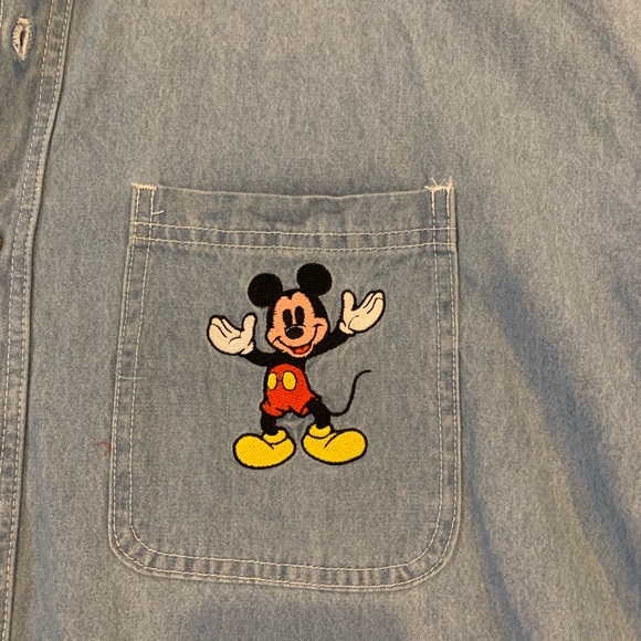 Disney Tops Disney Unisex Mickey Mouse Buttondown Denim Shirt
